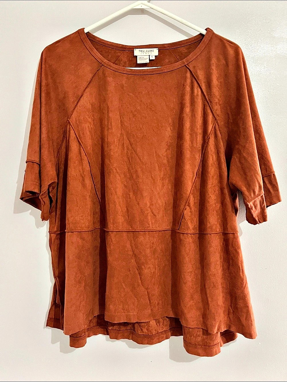 Tru Luxe Women's Brown Faux Suede Top Size Large also fits XL